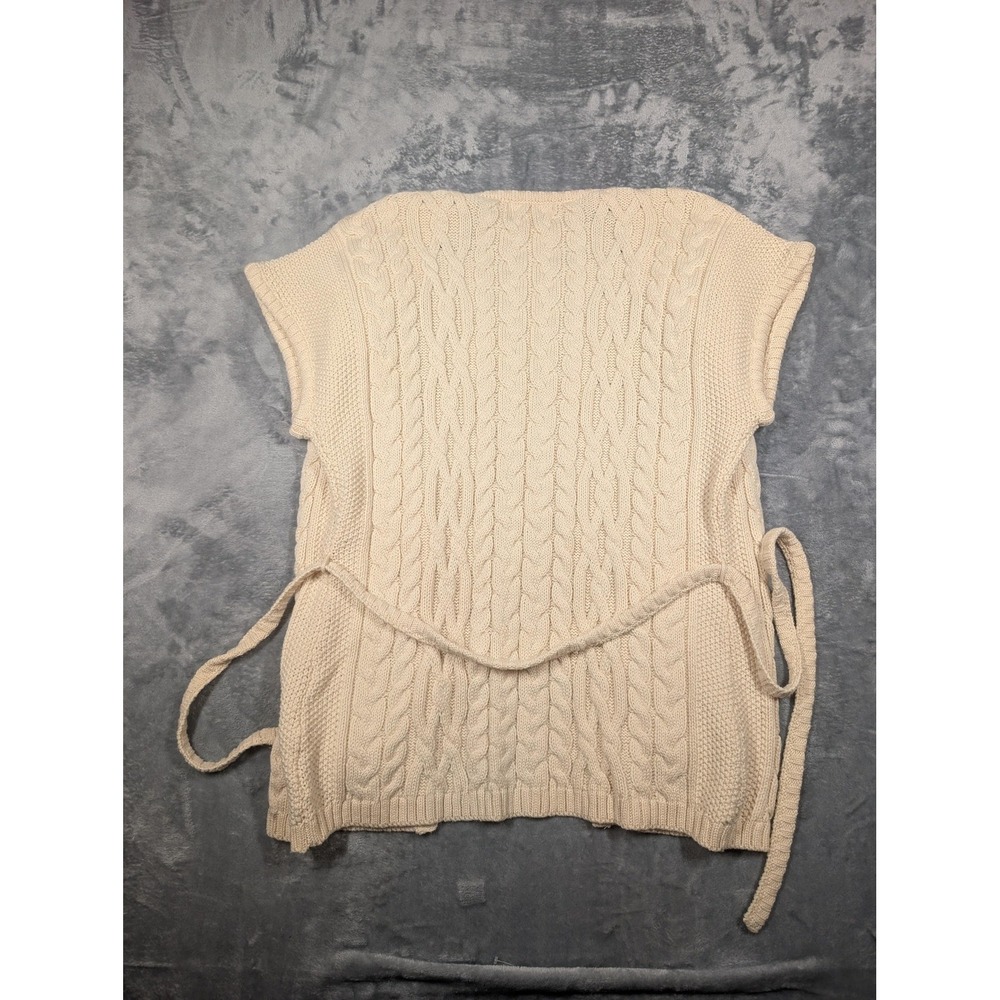 Blarney Aran Originals Sweater Cardigan Womens M White Wool Belted Cable Knit - Picture 8 of 9
